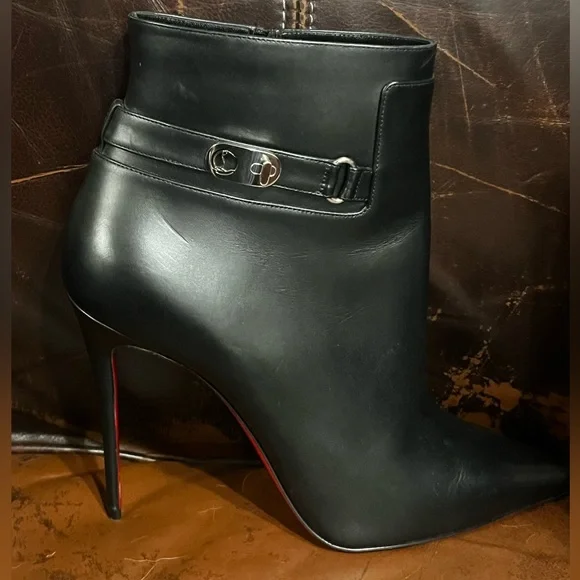 New Christian Louboutin Lock So Kate Leather 100 Sexy Booties DAMAGED ZIPPER 42 - Picture 3 of 15